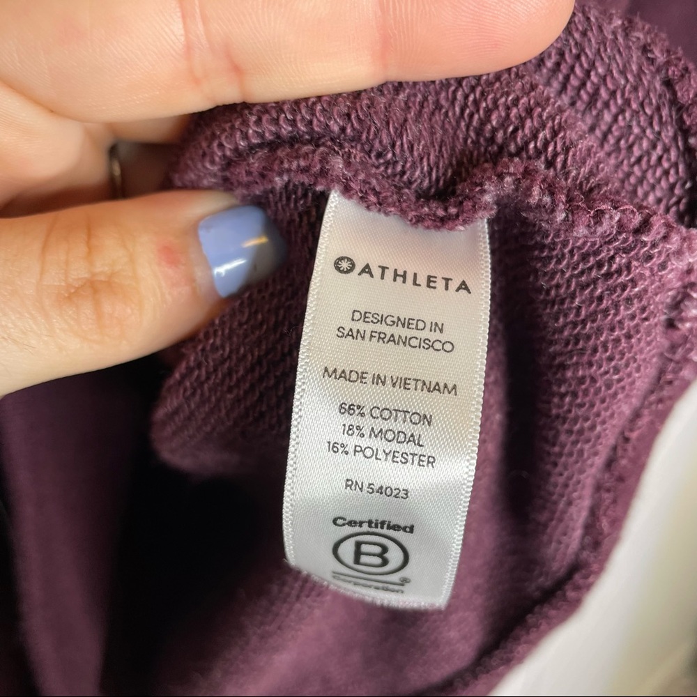 Athleta | Dynamic Crew Pullover Sweatshirt Top Burgundy Size XS - Picture 9 of 9